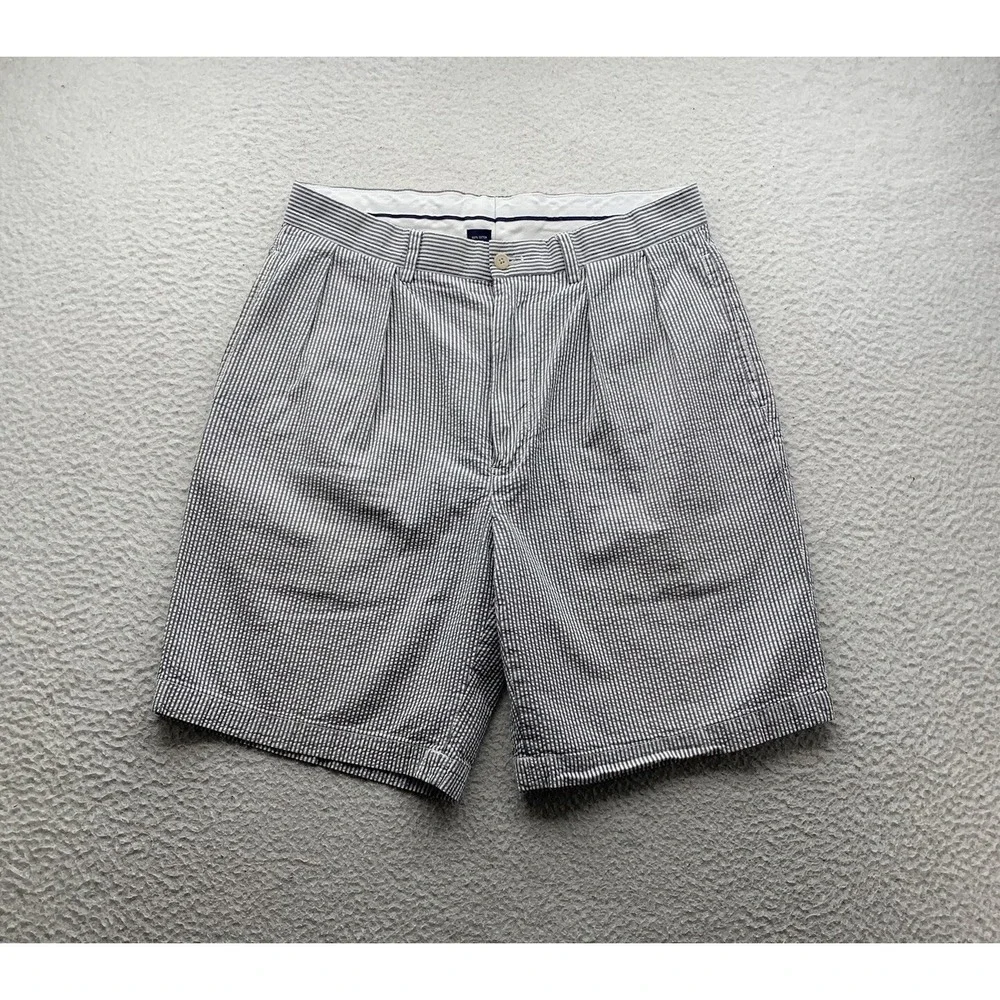 Polo Golf Seersucker Shorts Mens 33 Gray White Stripe 9